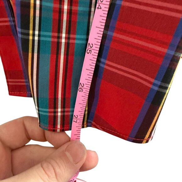 NWT Red Plaid Button Down Shirt Christmas Charter Club US 6 Rhinestones - Picture 10 of 13